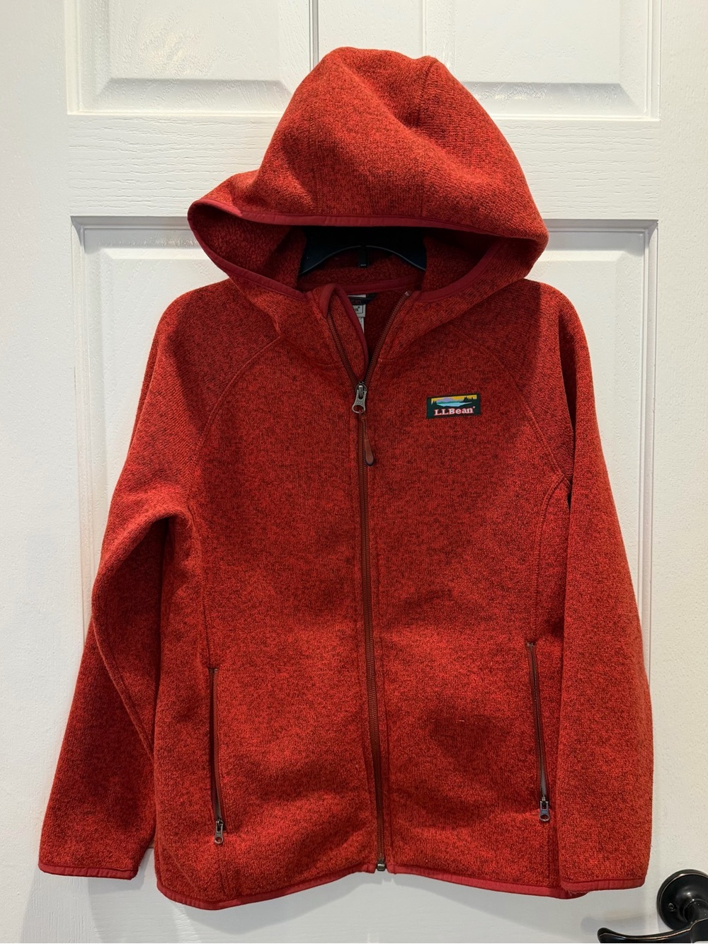 L.L. Bean Kids Burnt Red Warm, Hooded Full-Zip Fleece Jacket w/ Zip Pockets